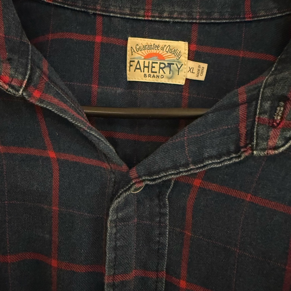 Faherty Dark Blue and Red Checkered Shirt/Flannel